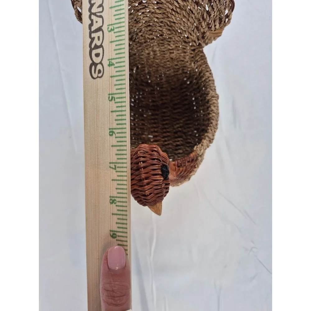 Vintage Woven Turkey Basket Thanksgiving Centerpiece Wicker Seagrass Decor Brown